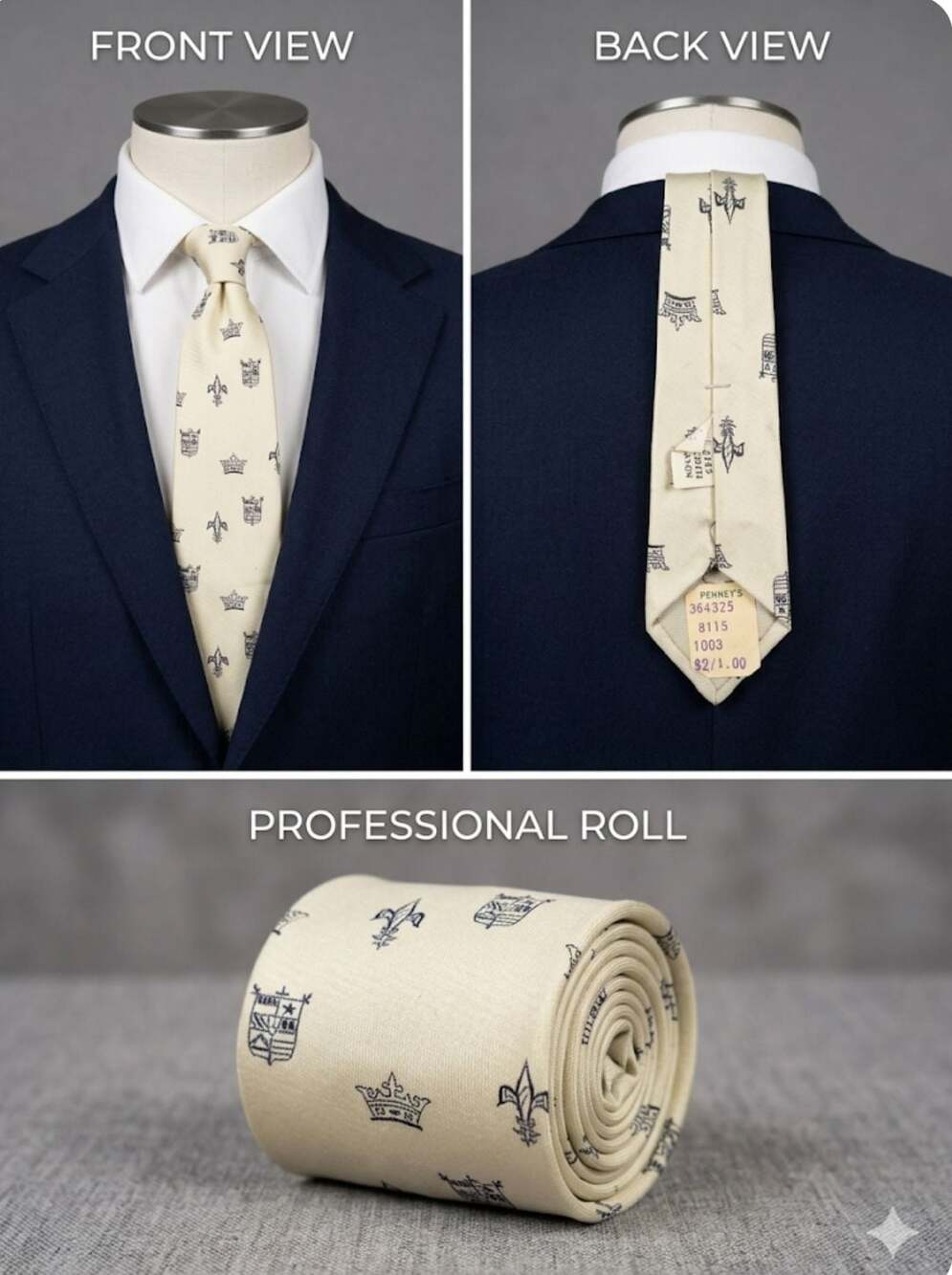 Yellow Tennis Rackets Striped Silk Neck Tie Park Avenue 57'" L x 3.75" W (D938)
